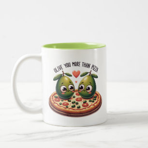 Olive You More Than Pizza Two-Tone Coffee Mug