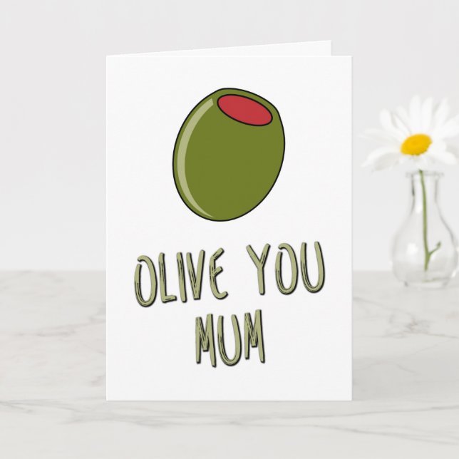 Olive You Mum, Pun, Mum Birthday, Mother's Day Card (Small Plant)