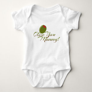 "Olive You Mummy" Cute Baby bodysuit