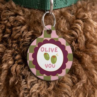 Olive You Personalised Pet ID Tag Funny Dog Cat 