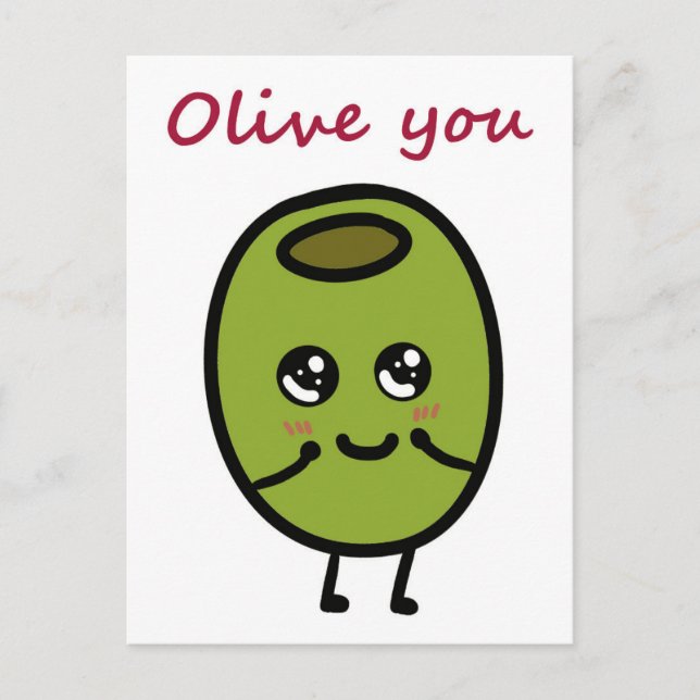 Olive you pun postcard for lovers (Front)