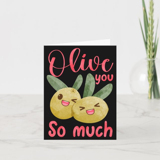 Olive You So Much Funny Food Pun Baby  Card (Front)