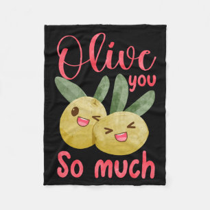 Olive You So Much Funny Food Pun Baby  Fleece Blanket
