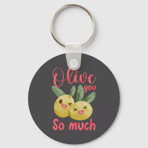 Olive You So Much Funny Food Pun Baby  Key Ring