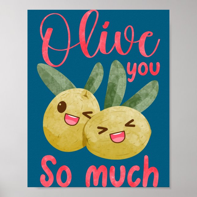 Olive You So Much Funny Food Pun Baby  Poster (Front)