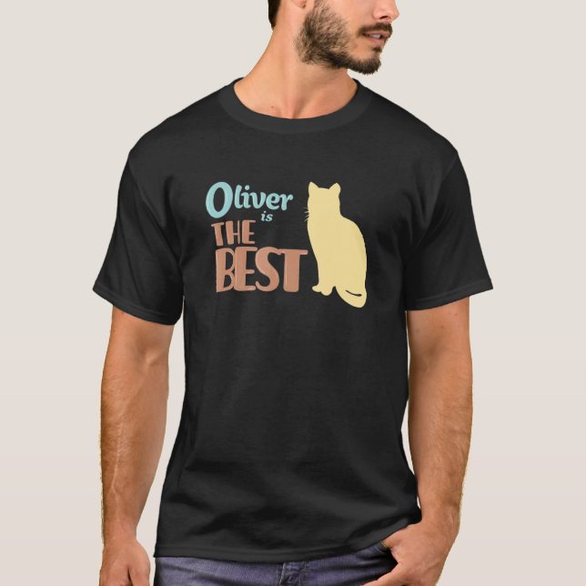 Oliver Cat Name Oliver Kitty Gift T-Shirt (Front)