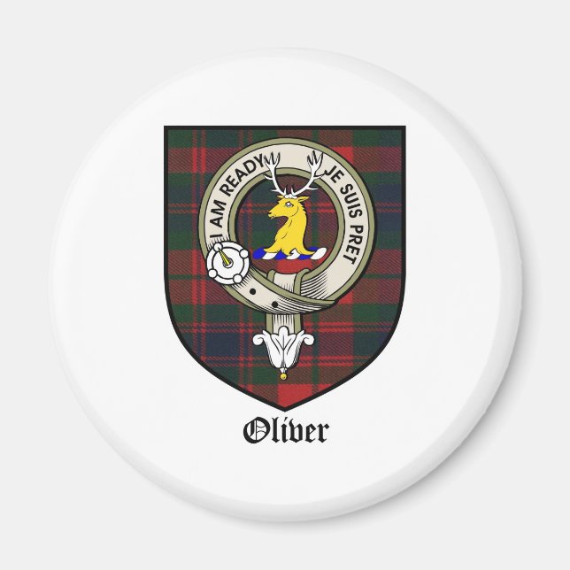 Oliver Clan Crest Badge Tartan Magnet (Front)