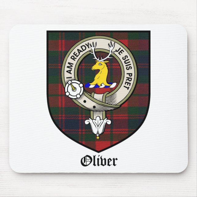 Oliver Clan Crest Badge Tartan Mouse Mat (Front)