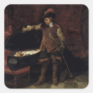 Oliver Cromwell  Opening the Coffin of Charles Square Sticker