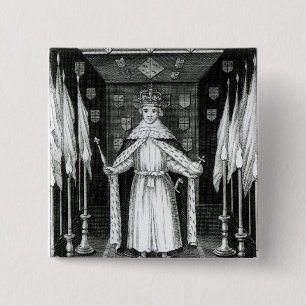 Oliver Cromwell  standing in state; 15 Cm Square Badge