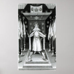 Oliver Cromwell standing in state; Poster