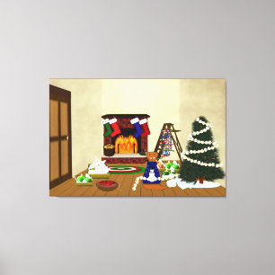 Oliver Decorates for Christmas Canvas Print