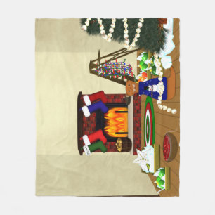 Oliver Decorates for Christmas Fleece Blanket