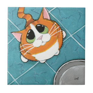 Oliver Hungry Ginger Tabby Cat Art Tile