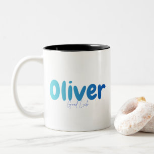 Oliver Name Gift - Good Luck - Personalized Design Two-Tone Coffee Mug