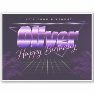 Oliver Name Vorname lila retro Sticker Geburtstag