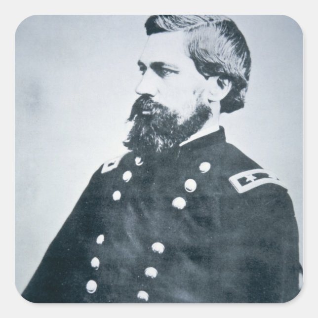 Oliver Otis Howard (b/w photo) Square Sticker (Front)