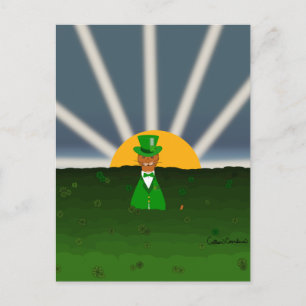 Oliver The Otter and Field of Shamrocks Throw Pill Postcard