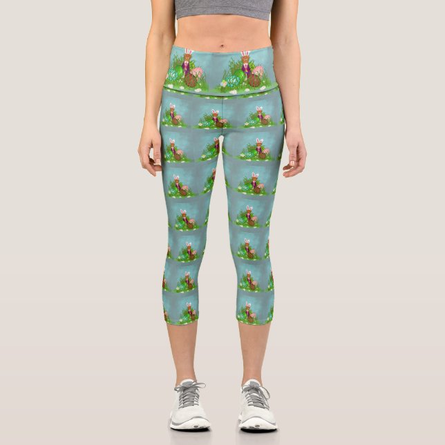 Oliver The Otter and the Great Easter Egg Hunt  Capri Leggings (Front)