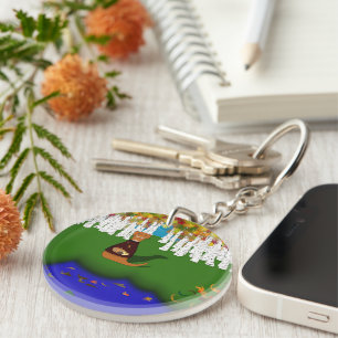 Oliver The Otter at River Wolf Lake in Autumn Key Ring