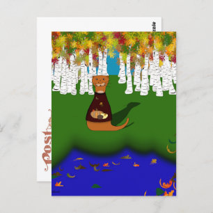 Oliver The Otter at River Wolf Lake in Autumn Postcard