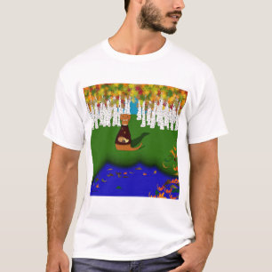 Oliver The Otter at River Wolf Lake in Autumn T-Sh T-Shirt