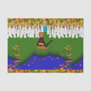 Oliver The Otter at River Wolf Lake in Autumn Tissue Paper