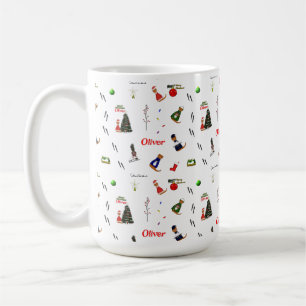 Oliver The Otter Christmas Random Pattern Coffee Mug