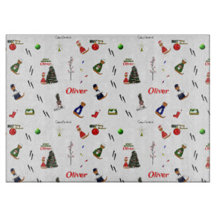 Oliver The Otter Christmas Random Pattern Cutting Board