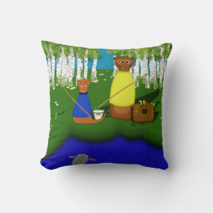 Oliver The Otter Fishing with Dad Cushion