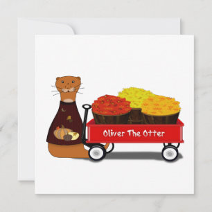 Oliver The Otter Gets Ready For Autumn  Card