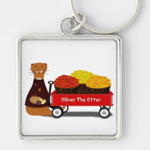 Oliver The Otter Gets Ready For Autumn Key Ring