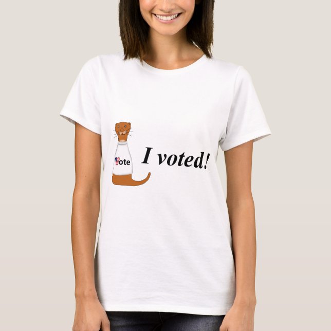 Oliver The Otter I Voted Sticker T-Shirt (Front)