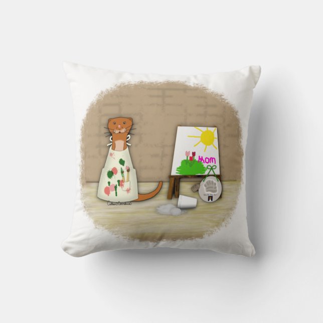 Oliver The Otter Makes Mum a Gift Pillow (Front)
