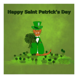 Oliver The Otter Picking Shamrocks- Saint Patrick Photo Print