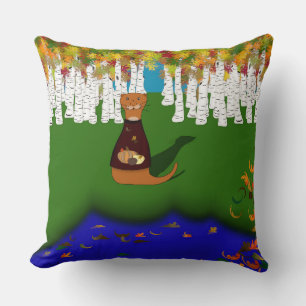Oliver The Otter River Wolf Lake Autumn Polyester Cushion