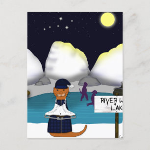 Oliver The Otter Skates at River Postcard