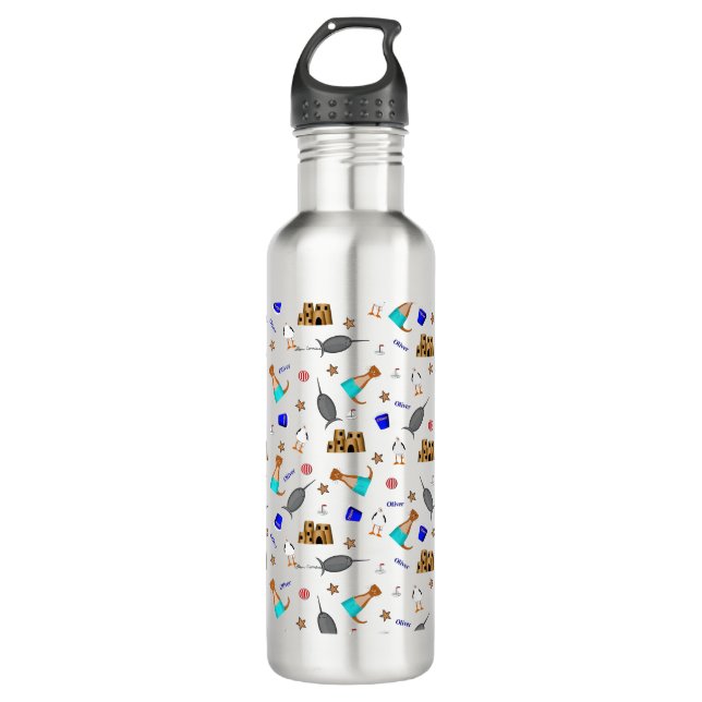 Oliver The Otter Summer Beach Vacation Pattern 710 Ml Water Bottle (Front)