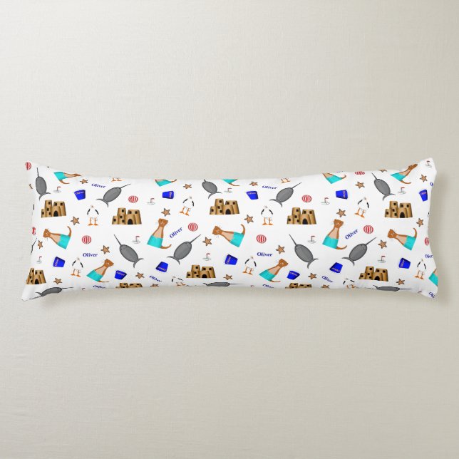 Oliver The Otter Summer Beach Vacation Pattern Body Cushion (Front)