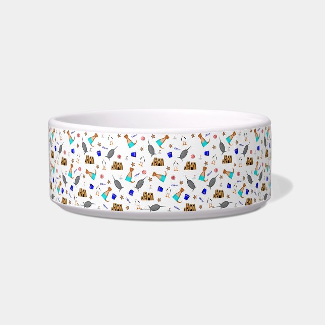 Oliver The Otter Summer Beach Vacation Pattern Bowl (Front)