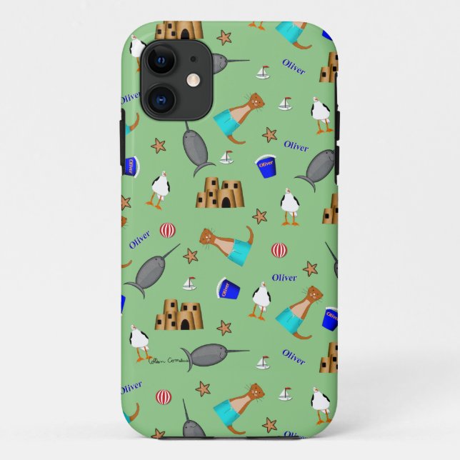 Oliver The Otter Summer Beach Vacation Pattern Case-Mate iPhone Case (Back)