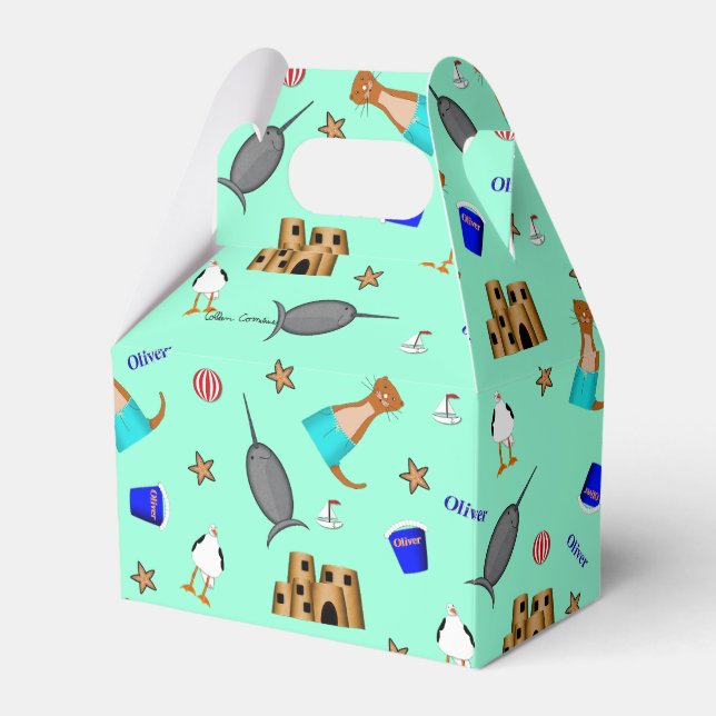 Oliver The Otter Summer Beach Vacation Pattern Favour Box (Front Side)