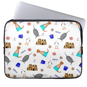 Oliver The Otter Summer Beach Vacation Pattern Laptop Sleeve
