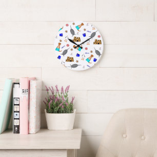 Oliver The Otter Summer Beach Vacation Pattern Large Clock