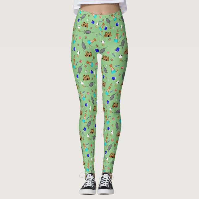 Oliver The Otter Summer Beach Vacation Pattern Leggings (Front)