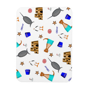 Oliver The Otter Summer Beach Vacation Pattern Magnet