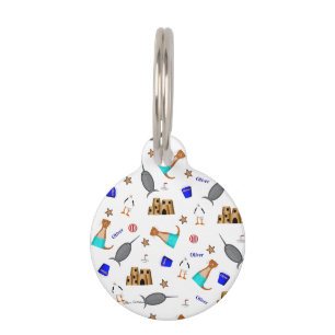 Oliver The Otter Summer Beach Vacation Pattern Pet Tag