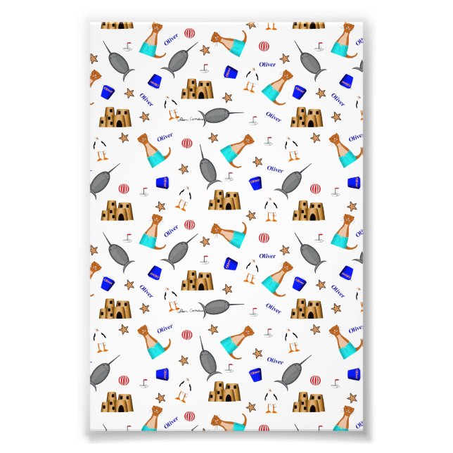 Oliver The Otter Summer Beach Vacation Pattern Photo Print (Front)