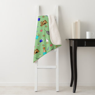 Oliver The Otter Summer Beach Vacation Pattern Sherpa Blanket