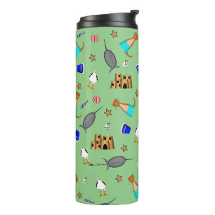 Oliver The Otter Summer Beach Vacation Pattern Thermal Tumbler